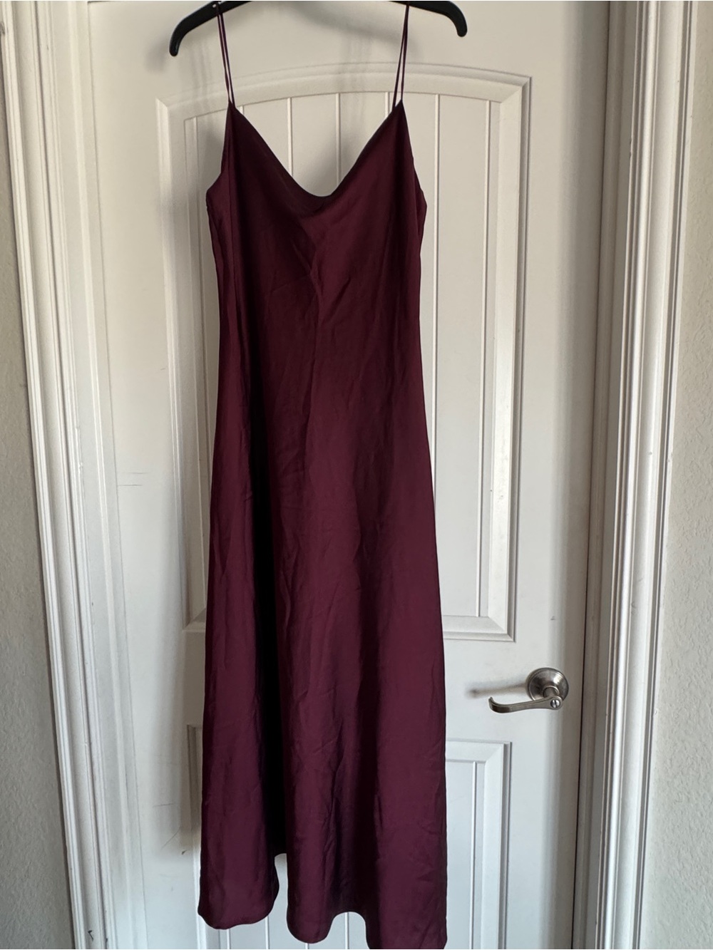 Sleek Burgundy Maxi Slip Dress with Spaghetti Straps